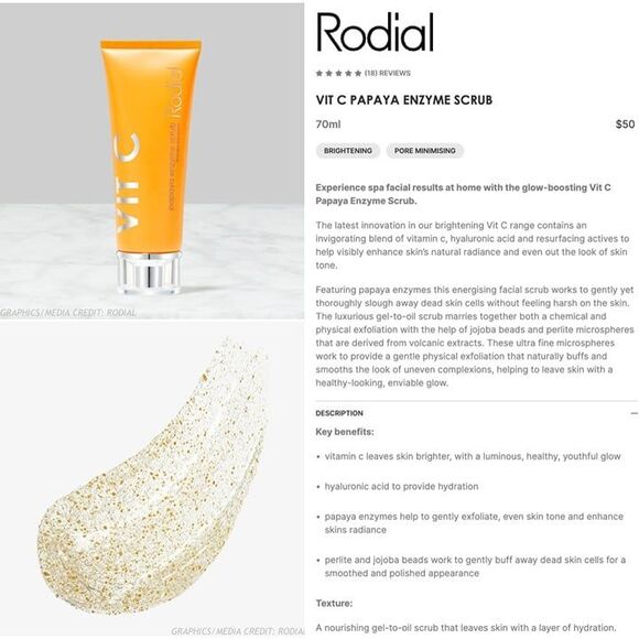 SEALED Rodial Vit C Papaya Enzyme Scrub Gentle Brightening Resurfacing Exfoliant - Picture 3 of 7